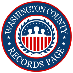 A round, red, white, and blue logo with the words 'Wshington County Records Page' in relation to the state of Maryland.